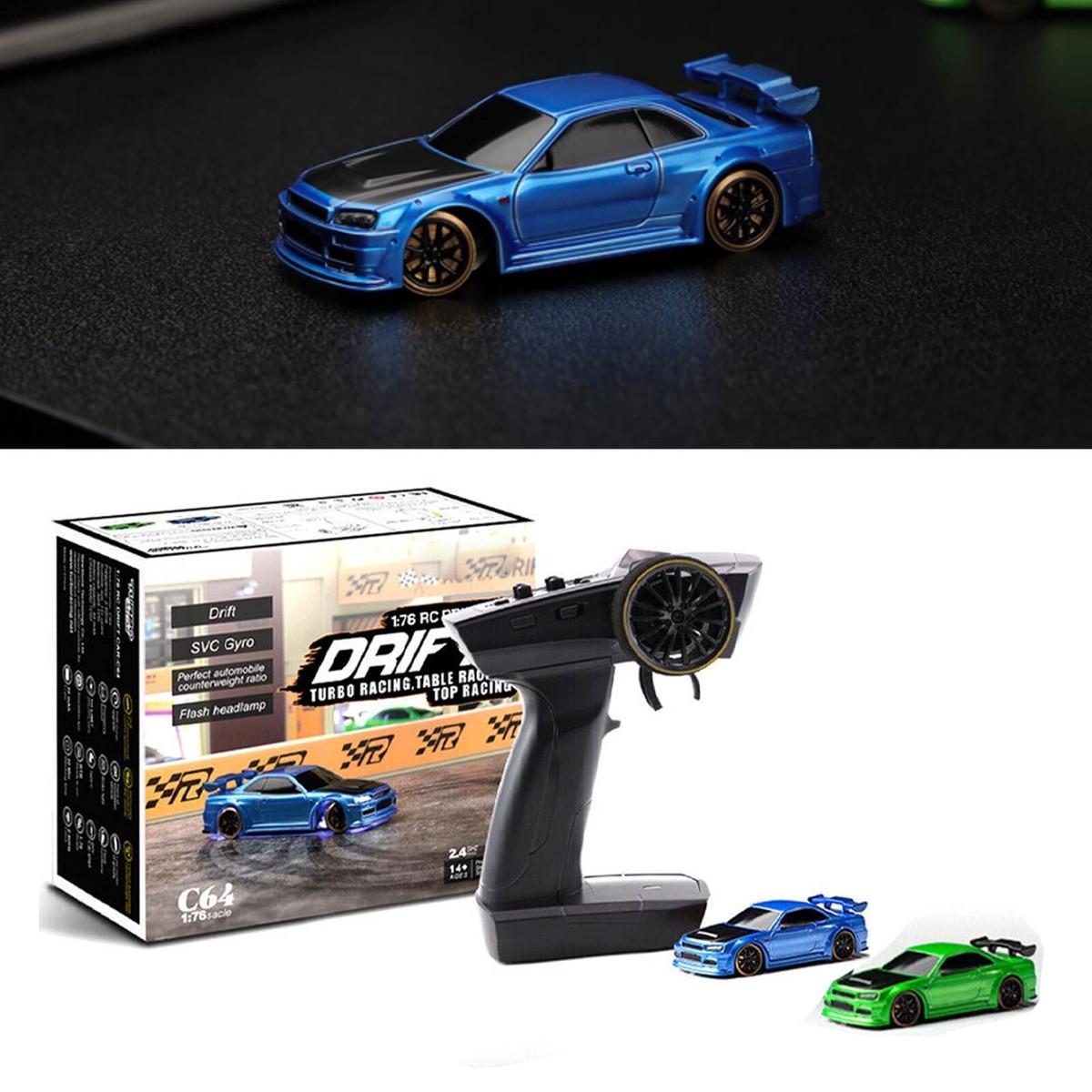 Turbo Racing 1:76 C64 Drift RC Car With Gyro Radio Full