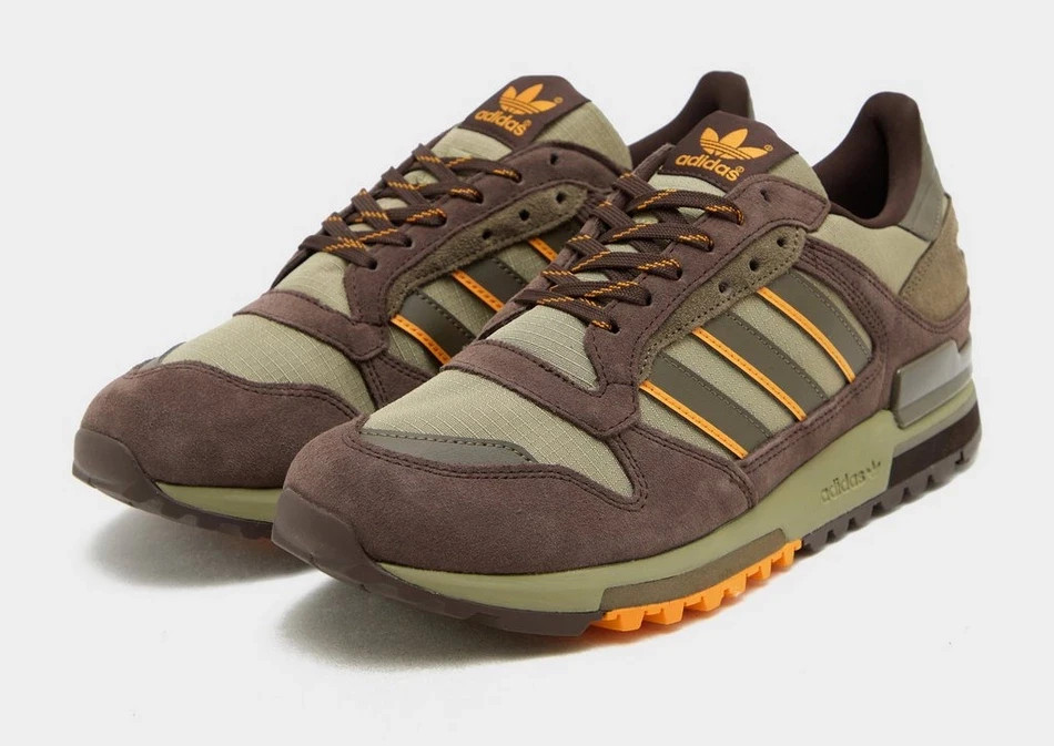 adidas Originals ZX 600 Trainers in Dark Brown and Orbit Green