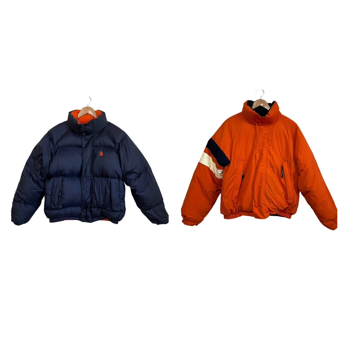 Nautica Reversible Down Puffer Jacket in Blue & Orange Men's Small