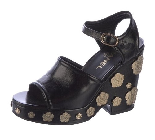 Chanel Vintage Dad Sandals Black Leather IT36 | eBay