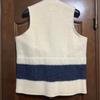 Nigel Cabourn - ZIP OVER VEST Size 46 White/Navy Stylish Popular