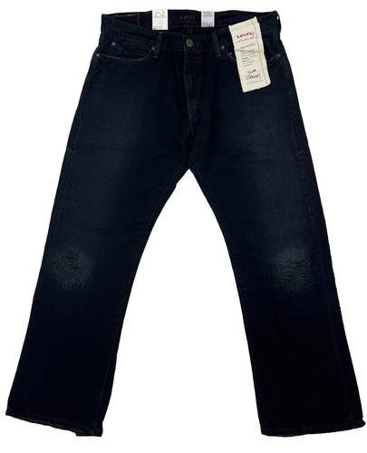 Levi'S Premium Black Denim Slacks Jeans Zip Fly Wide Bottoms W38