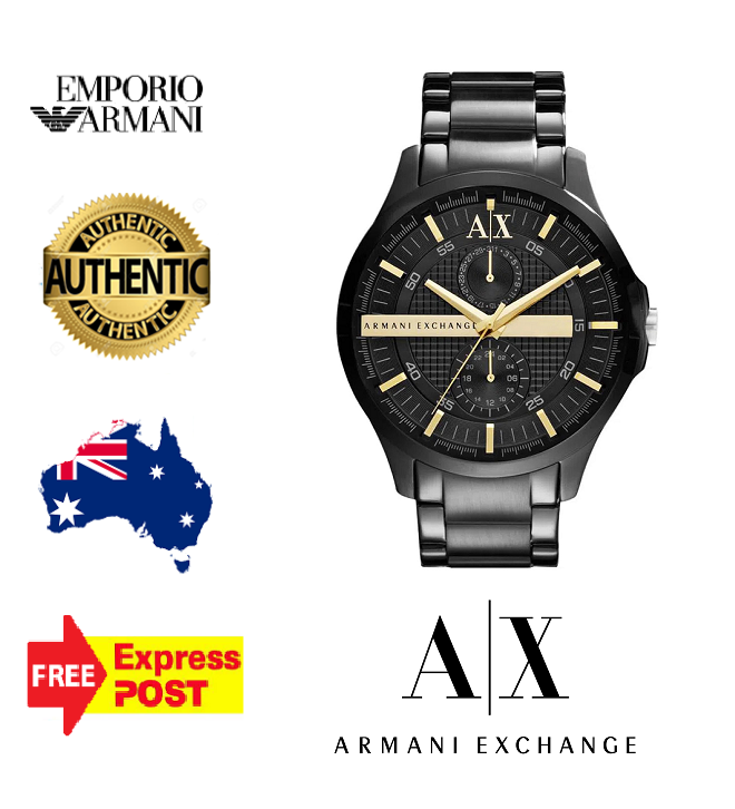 NEW EMPORIO ARMANI EXCHANGE HAMPTON AX2121 BLACK/GOLD MENS QUARTZ