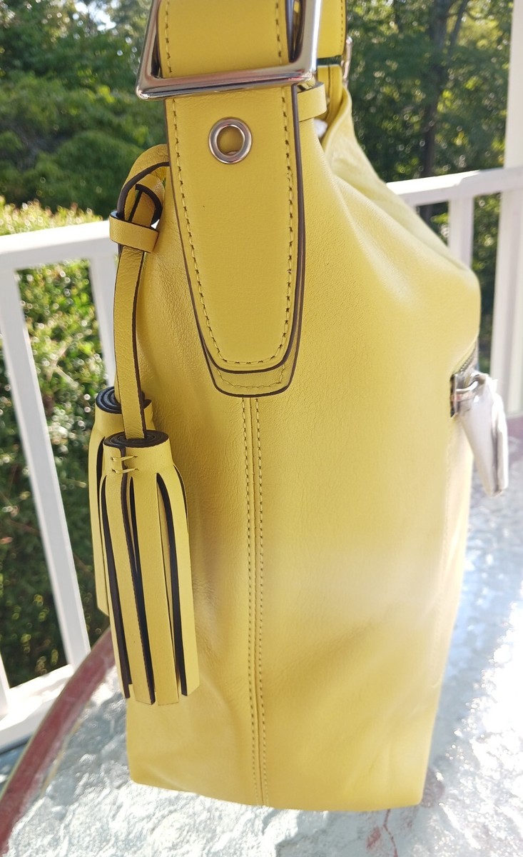 Coach 19889 MEDIUM Lemon Yellow Legacy Duffle Bag W/ Zip Closure