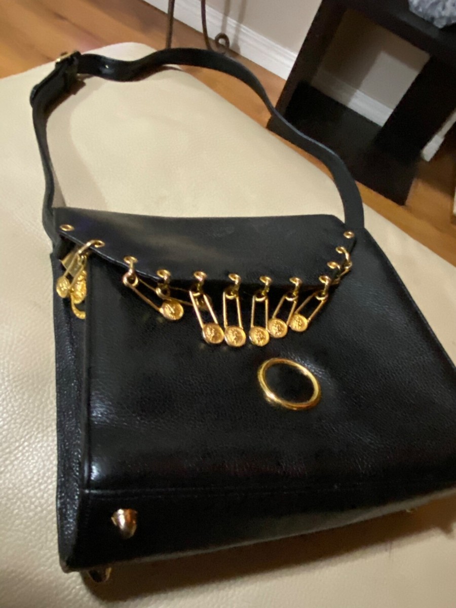NEW VINTAGE GIANNI VERSACE SAFETY PIN LEATHER BAG PURSE | eBay
