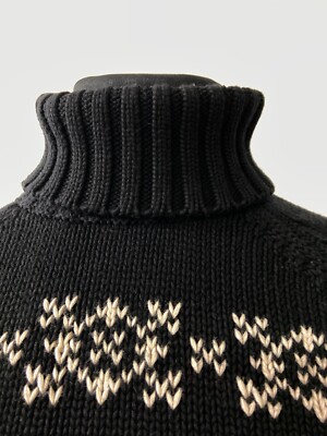 Vintage 80s Cotton Sweater from Lands End brand | Black with