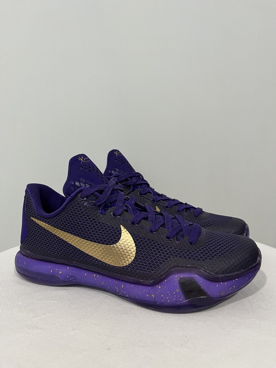 NIKE KOBE 10 X ID MAMBA Purple Gold Speckle Lakers 777411-991 MINT