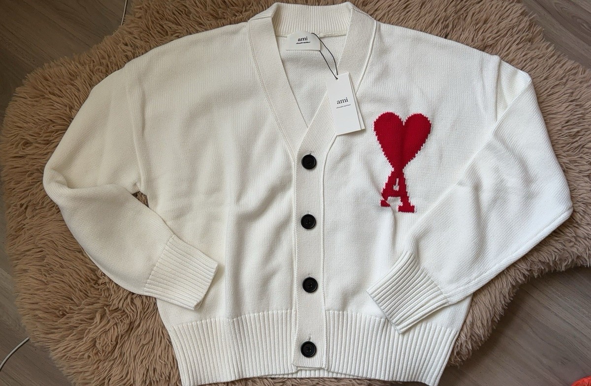 Ami Paris Logo cotton and wool cardigan Size M (White) | eBay