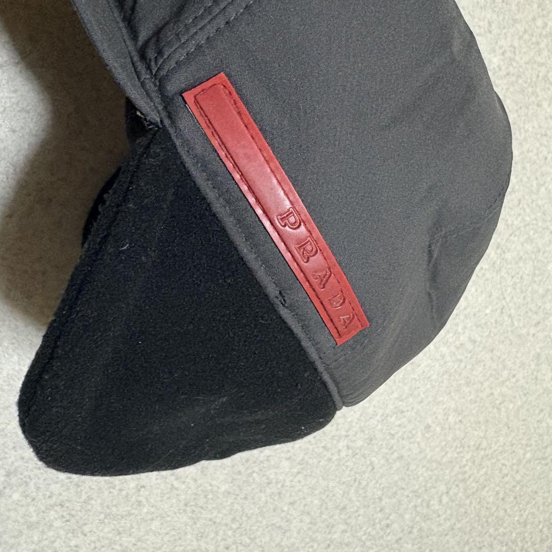 00s Prada Sport Ear Flap Cap Black Y2K Archive Size 18cm Vintage