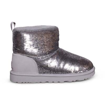 UGG Classic Mini Mirror Ball Silver Boots - Women's | eBay