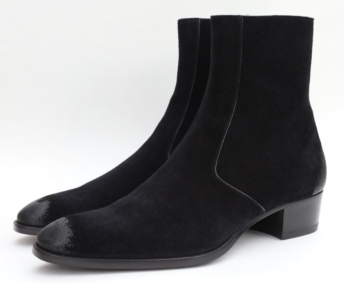 Yves Saint Laurent Paris 'Wyatt' Zip Boots Size 43/US 10 in Black