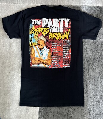 VINTAGE Chris Brown T Shirt Tee Black Size Small The Party Tour