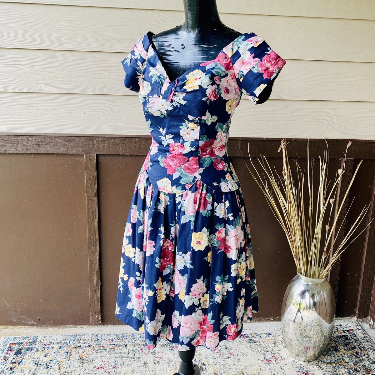 Vintage JESSICA McCLINTOCK BRIDAL Floral Off Shoulder Sleeve