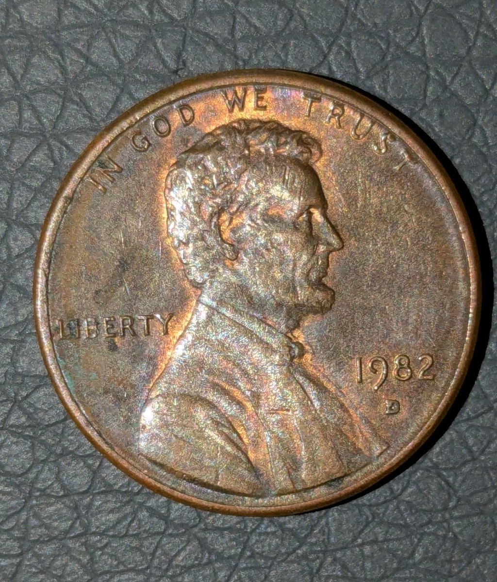1982-D 1c Memorial Cent Small Date Zinc 2.5g TONED & HEAVILY