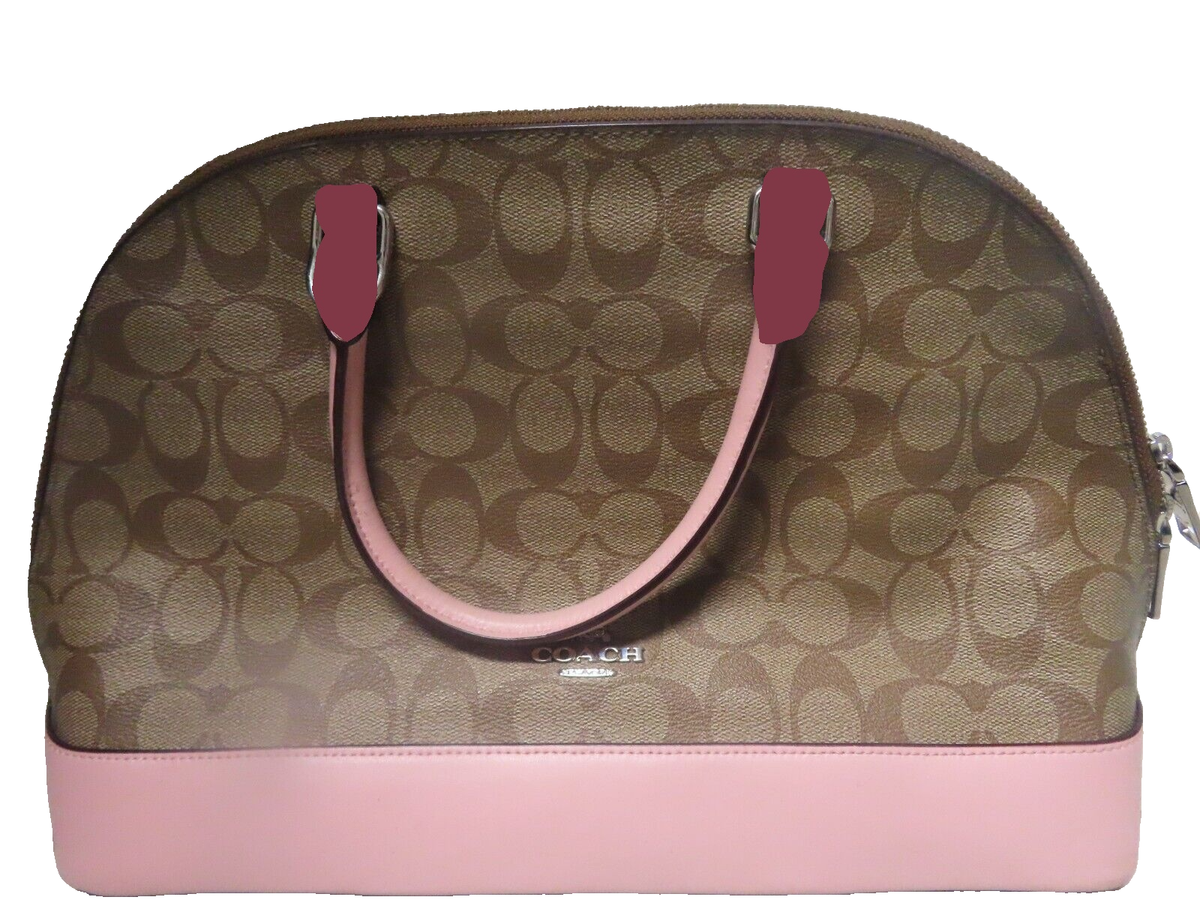 Brown and pink Coach handbag medium size preowned | eBay