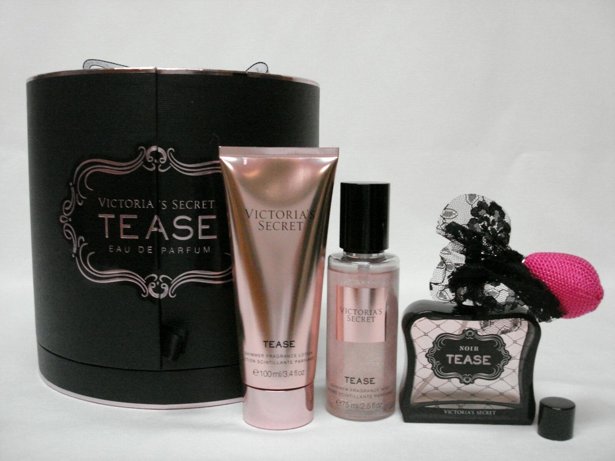 VICTORIA'S SECRET NOIR TEASE GIFT SET EAU PARFUME, SHIMMER BODY