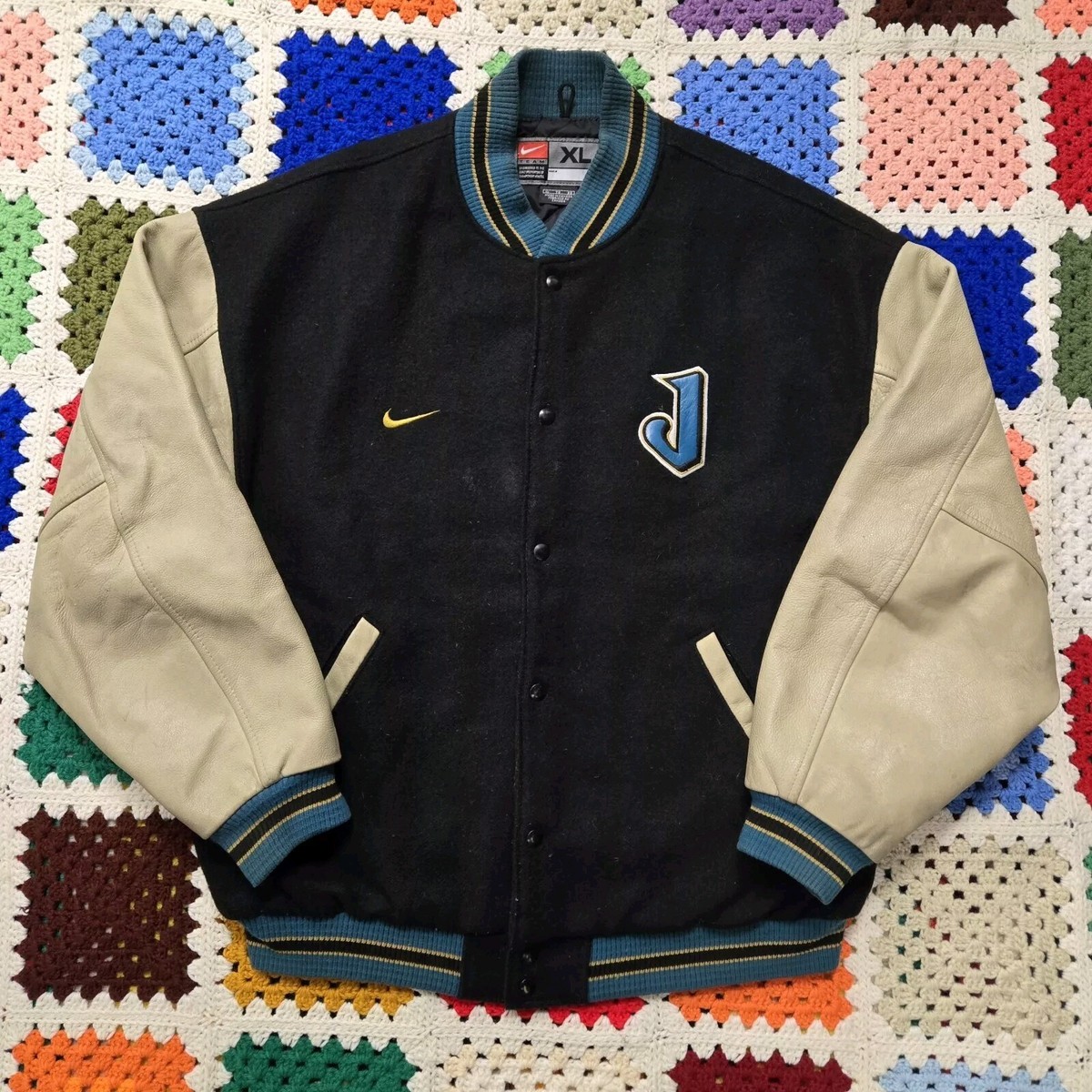Vtg 90s Nike Jacksonville Jaguars Varsity Letterman Jacket XL Wool