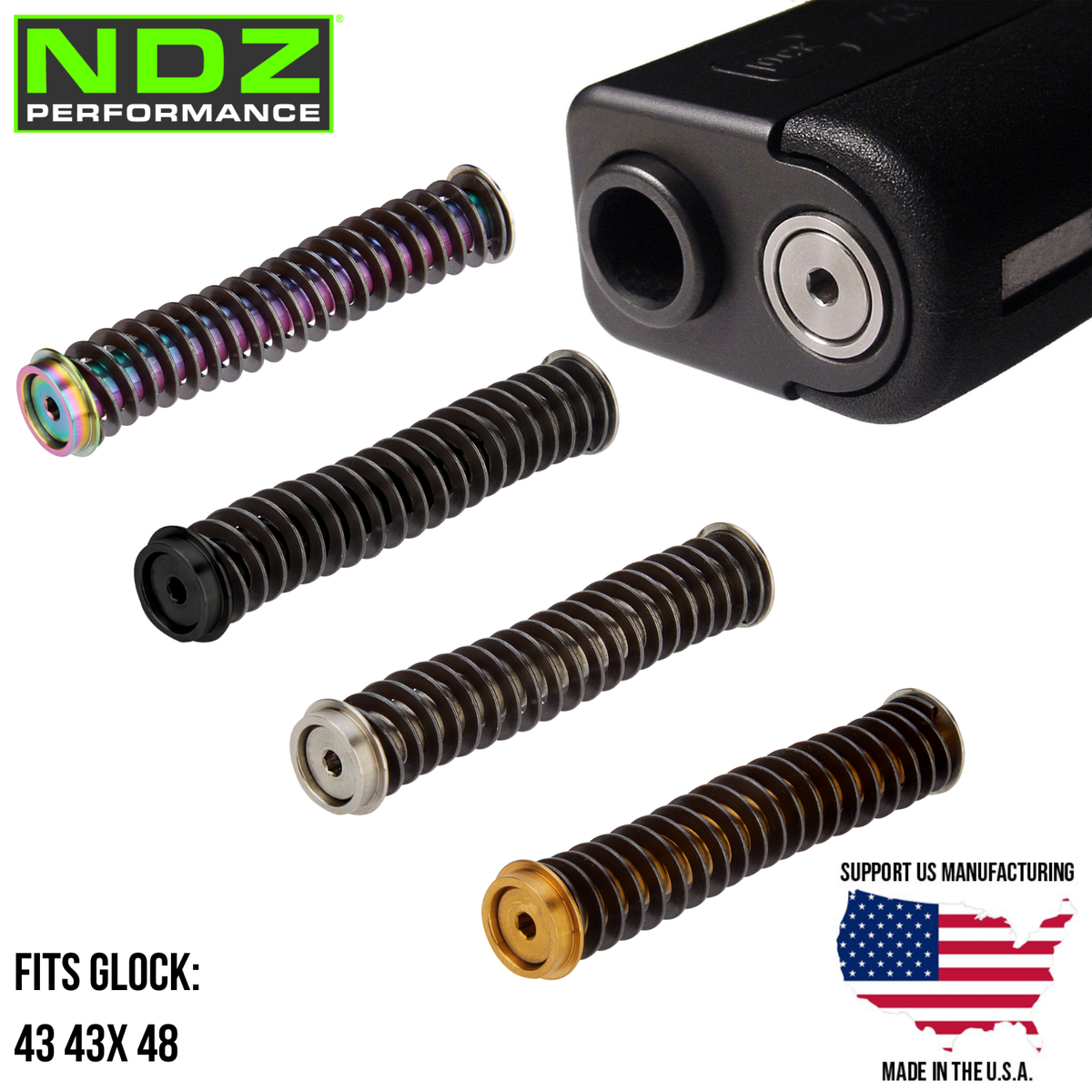 NDZ Glock 43 43X 48 Guide Rod Assembly Stainless Steel PVD ISMI