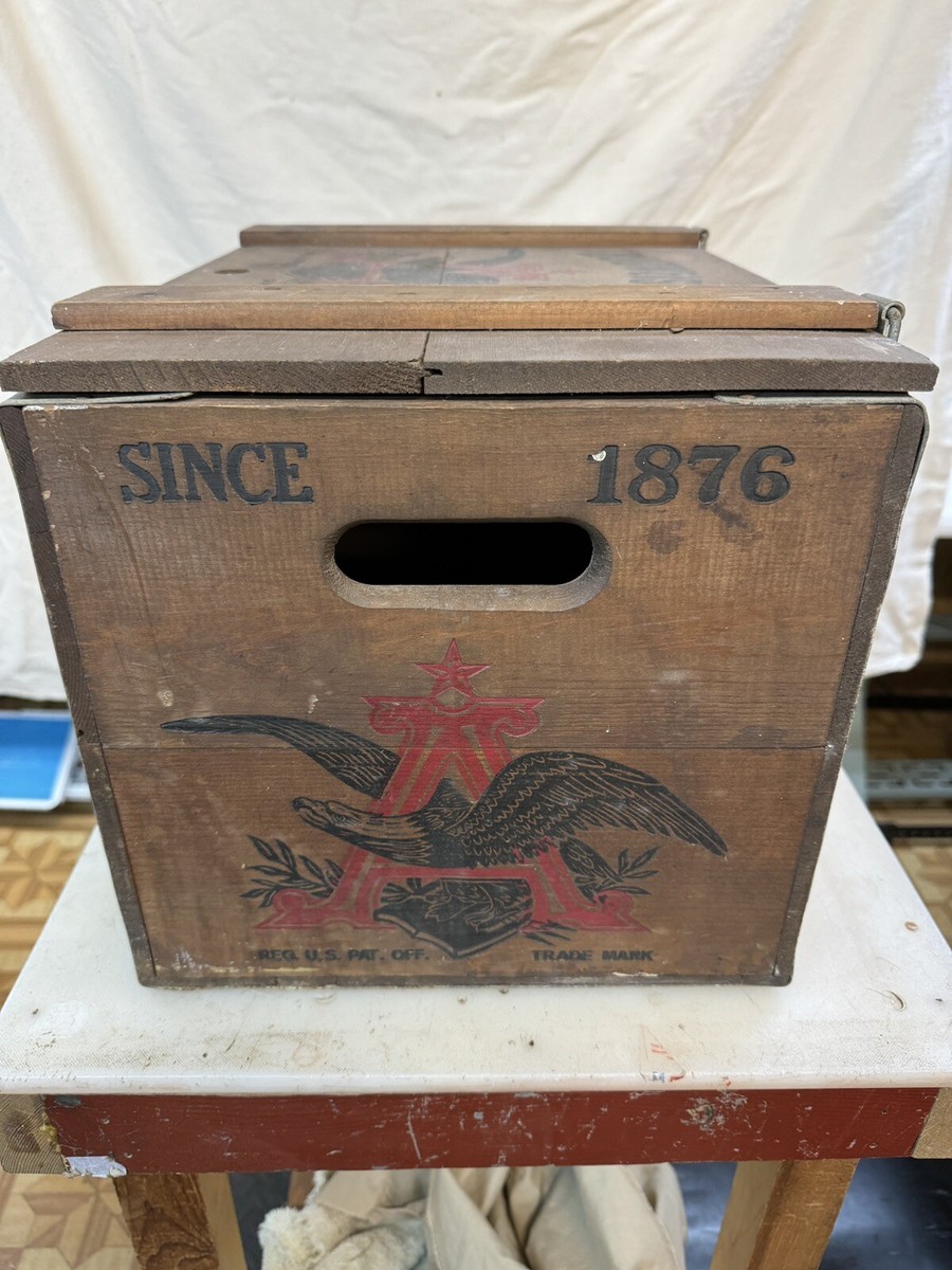 Vintage ORIGINAL 1976 Anheuser Busch Beer Wood Box Antique