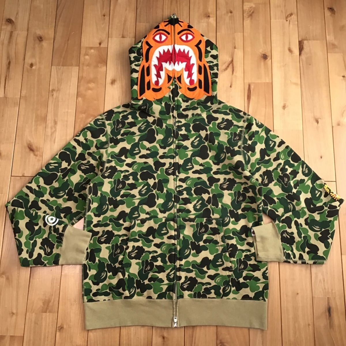 BAPE ABC camo green tiger full zip hoodie A Bathing Ape Size XL | eBay