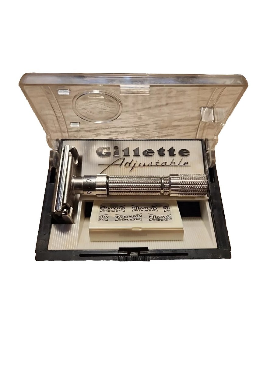 1961 Gillette G3 Adjustable FAT BOY Safety Razor Set with Case