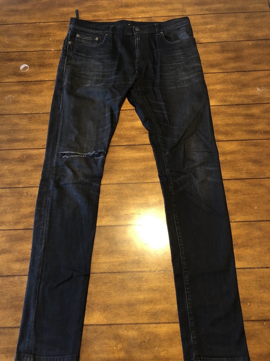 Saint Laurent D02 M/SK - LW Skinny Denim W/ Knee Rip | eBay