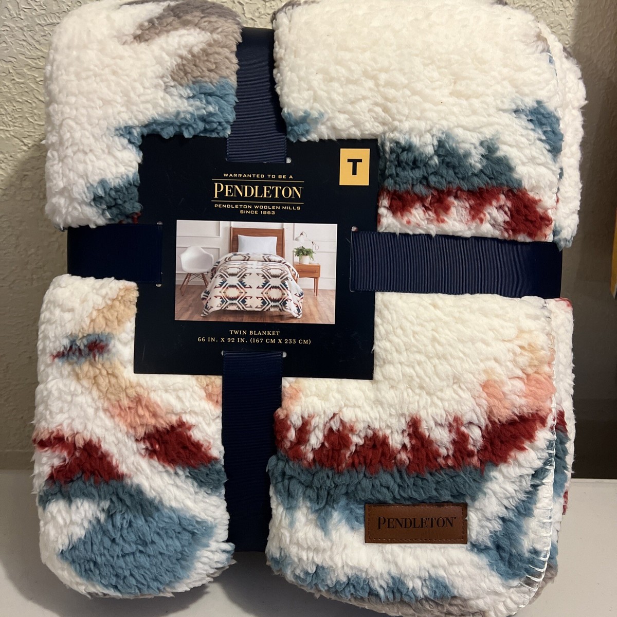 Pendleton Twin Blanket 66”X92” White Sand Multi 100% Polyester NEW