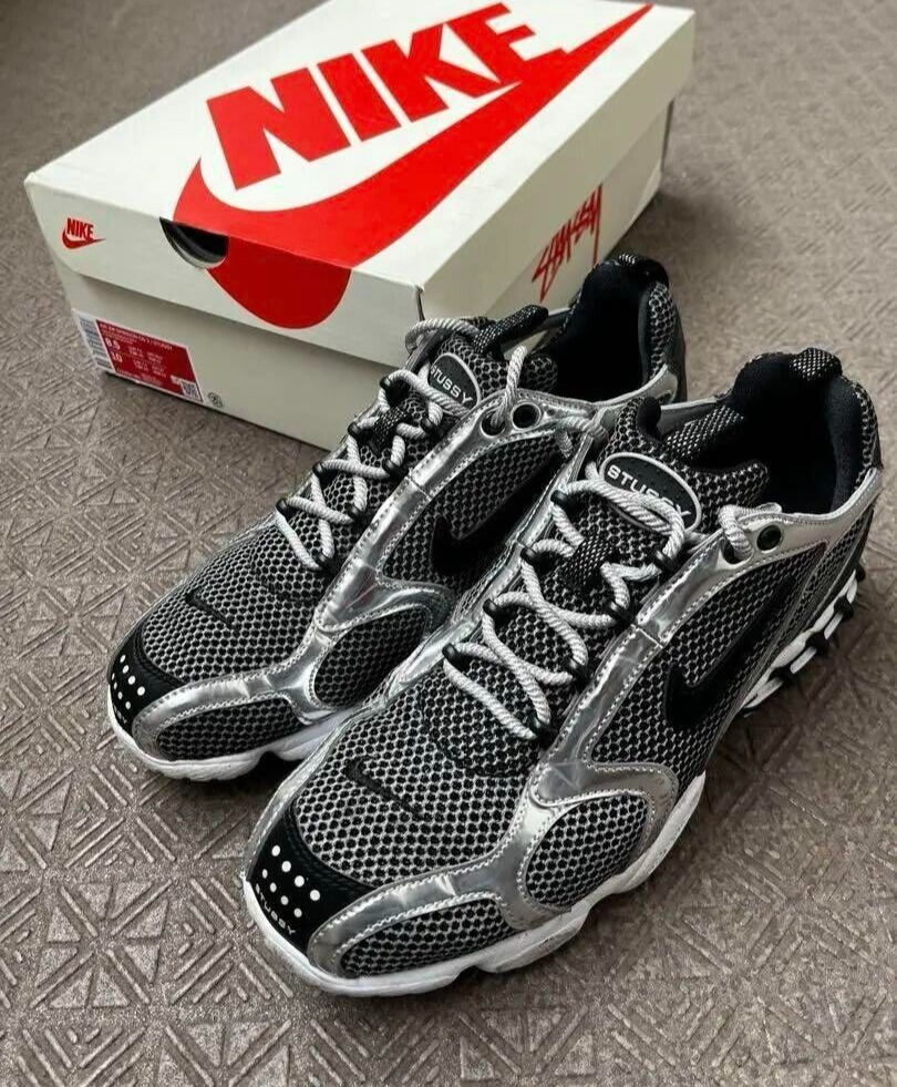 NIKE STUSSY AIR ZOOM SPIRIDON CAGE 2 PURE PLATINUM US 8.5 JP 26.5