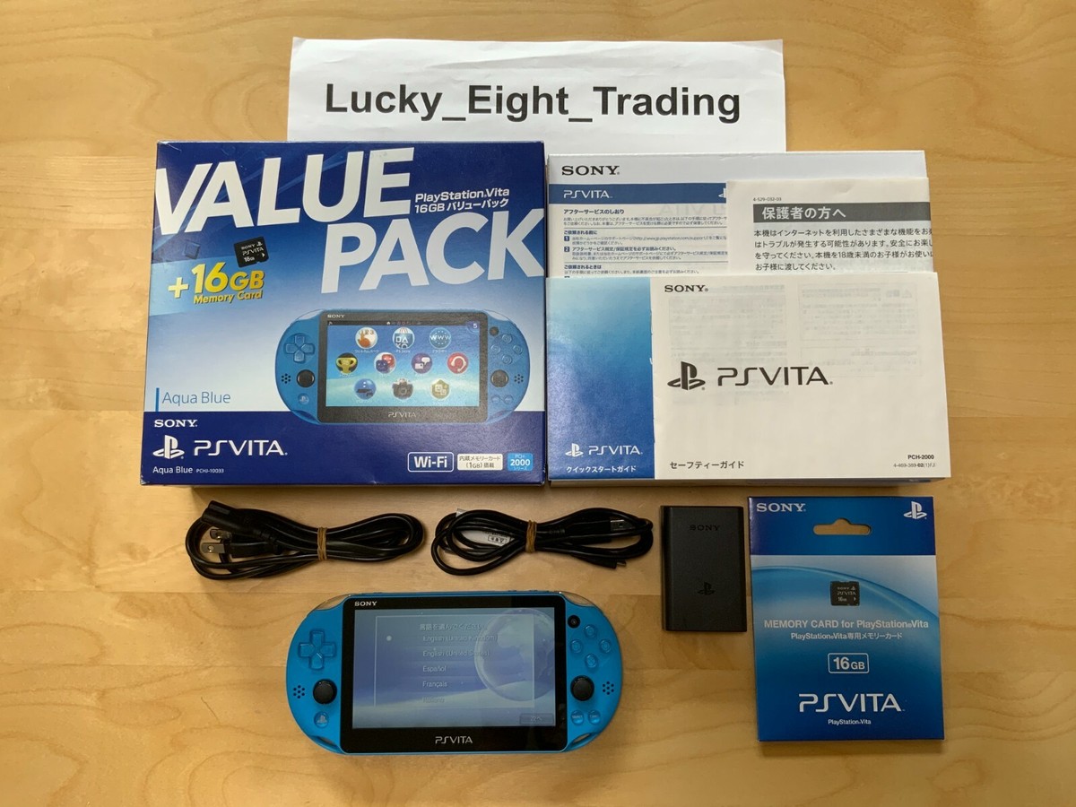 PS Vita Aqua Blue Value Pack PCHJ 10033 Console Memory Card 16GB