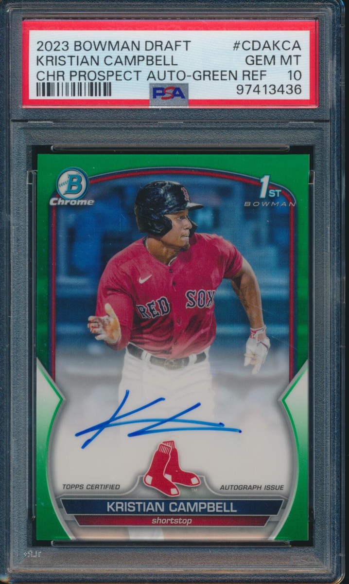 PSA 10 KRISTIAN CAMPBELL AUTO 2023 Bowman Chrome GREEN REFRACTOR