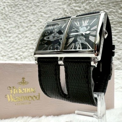 Rare Vivienne Westwood Double Face Satire Orb Watch Unisex Leather