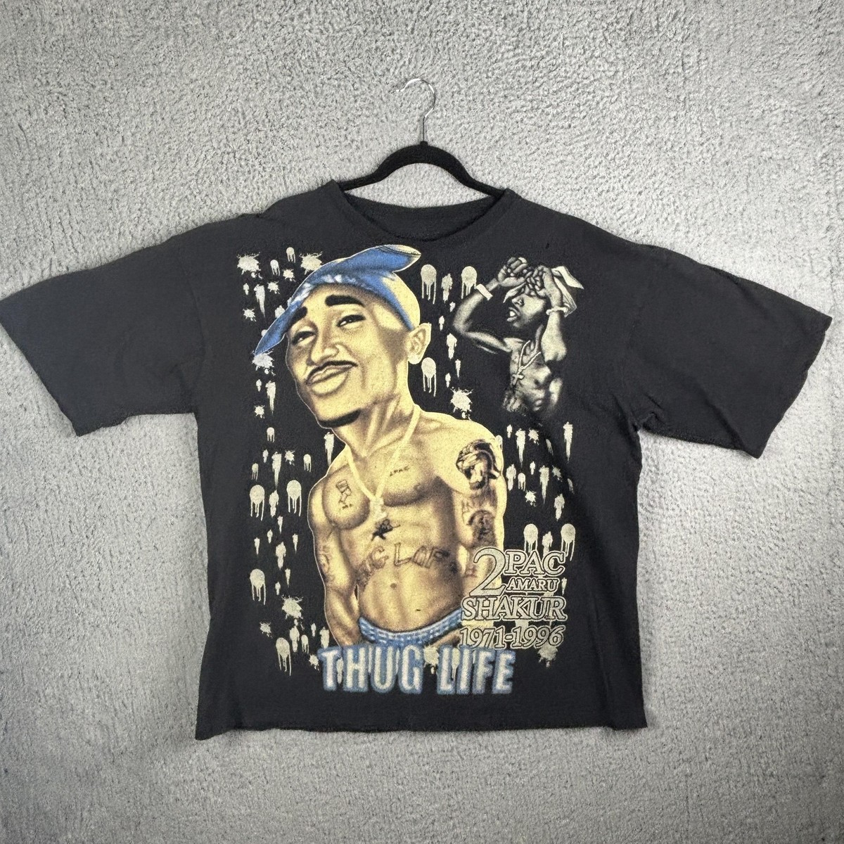 Vintage 2Pac Shirt Mens Large Black Thug Life Rap Tee Hip Hop