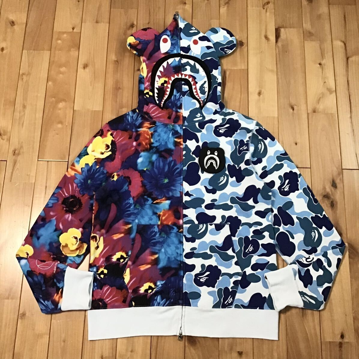 BAPE × Mika Ninagawa BE@R Shark full zip hoodie ABC camo A Bathing