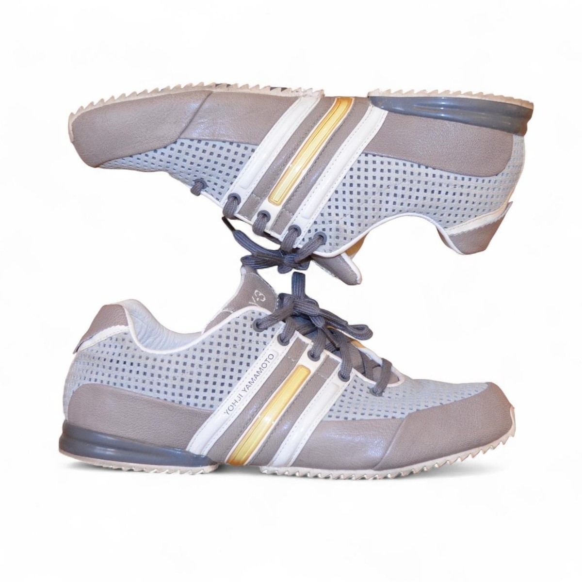Vintage 2000s Y3 Yohji Yamamoto x Adidas grey leather sneakers