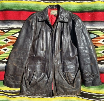 1950s Sears Hercules Lined Horsehide Brown Leather Jacket - Talon