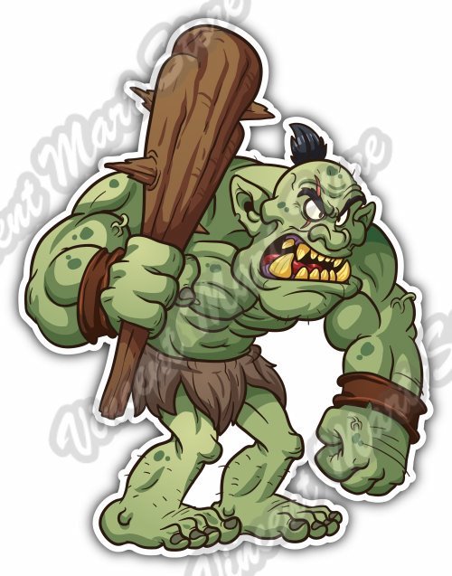 Green Troll Monster Angry Cartoon Gift Idea Car Bumper Vinyl