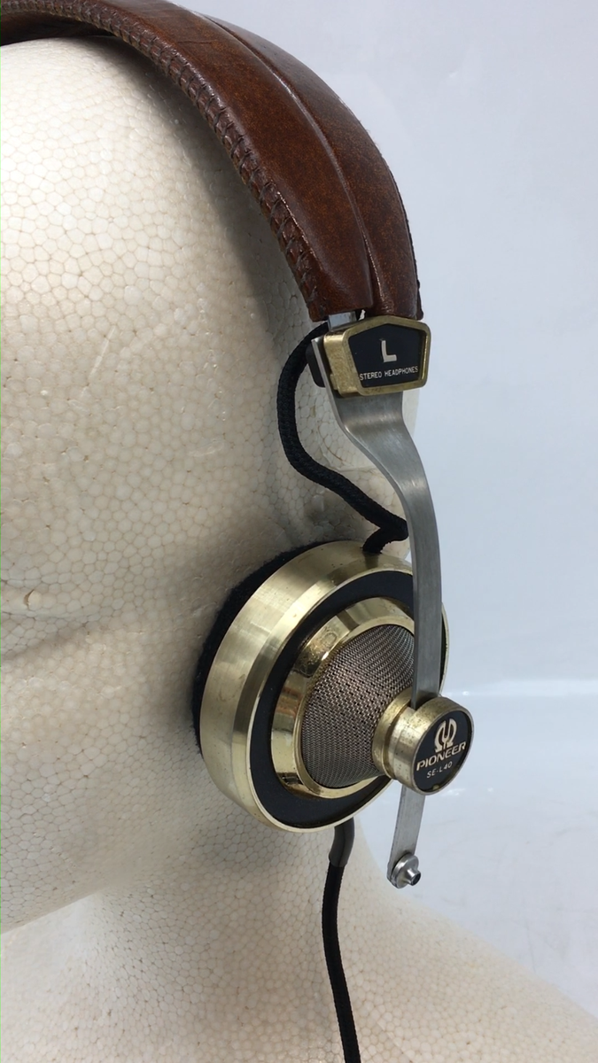 Pioneer SE-L40 Vintage Stereo Headphones Brass & Leather Tested