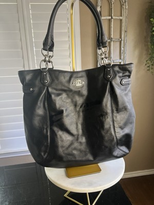 Authentic Coach Maddison Maggie Shoulder Bag Black Tanned Leather