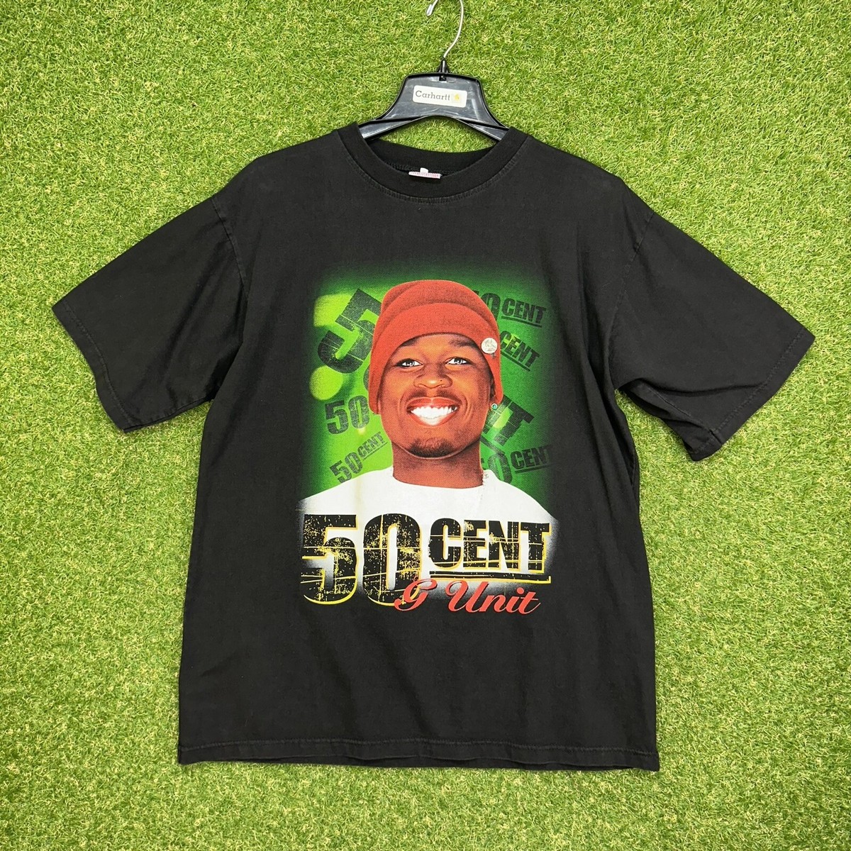 50 Cent Rap Tee G Unit T Shirt Vintage Size XL Black Hip Hop Fade