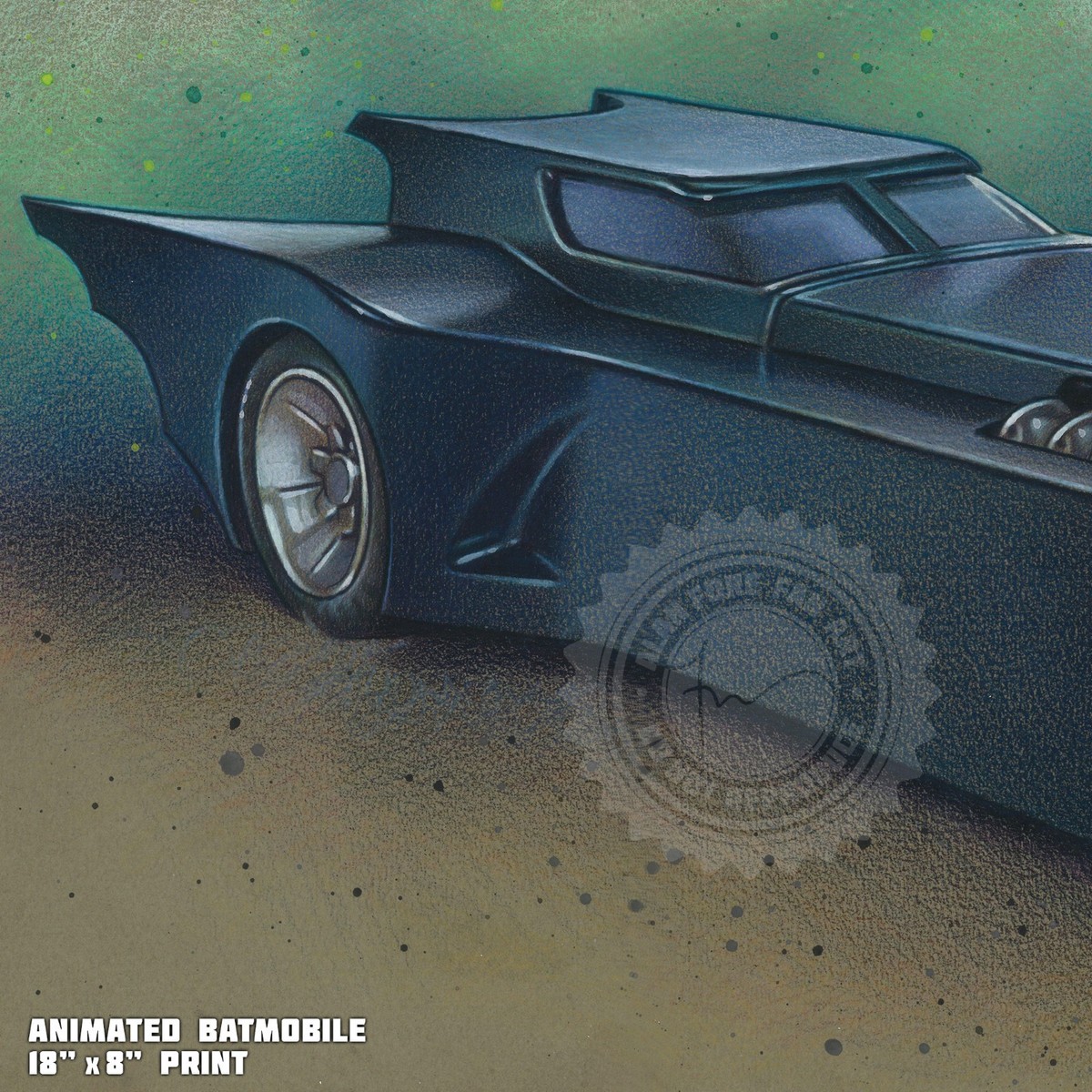 Batmobile Animated Series - 18x8 Print from the 1990s Batman