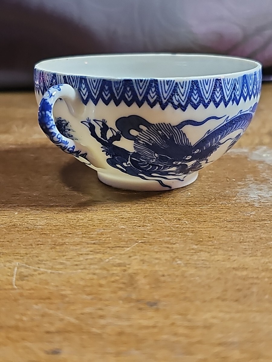 Antique Japanese Eggshell Porcelain Teacup-Blue & White Dragons | eBay