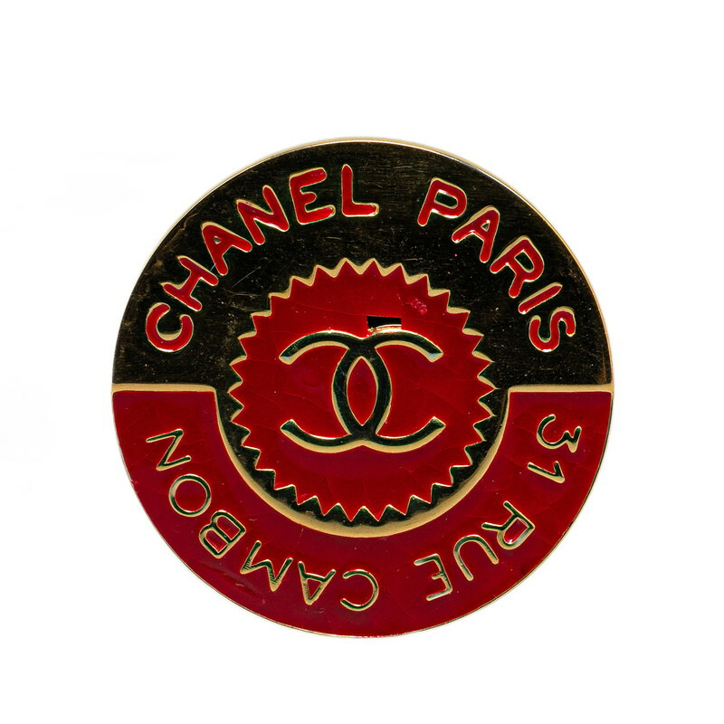 Chanel Coco Mark 31 RUE CAMBON Brooch Gold Red Bicolor Plated