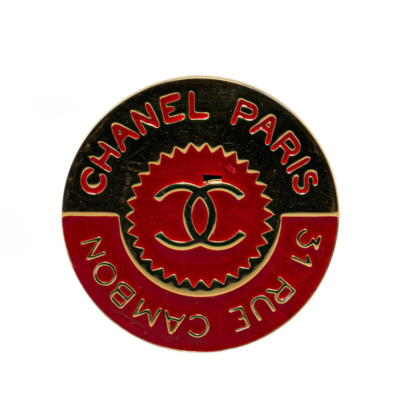 Chanel Coco Mark 31 RUE CAMBON Brooch Gold Red Bicolor Plated