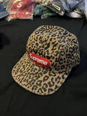 Brand New) Genuine Supreme Washed Chino Twill Camp Cap Leopard