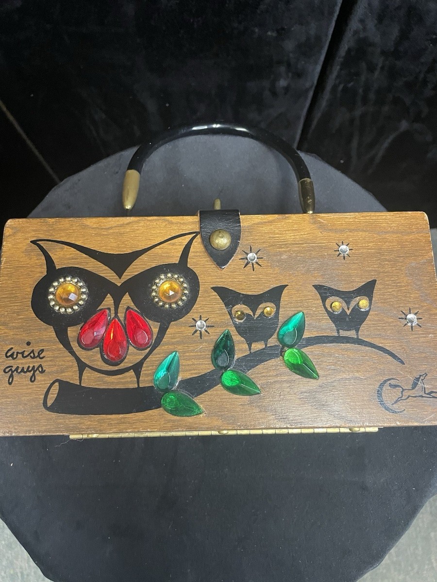 Enid Collins Original Night Owl Wood Box Bag by Collins of Texas