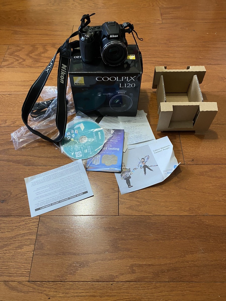Nikon COOLPIX L120 14 MP 21X Digital Camera - Black W/ box Cords