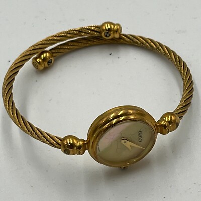 GUCCI 2700.2.L Gold Shell Dial QZ Bangle Women's Watch From JAPAN