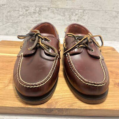 Timberland Men's 2 Eye Oxblood Leather Boat Shoes Sz 10 W (Wide