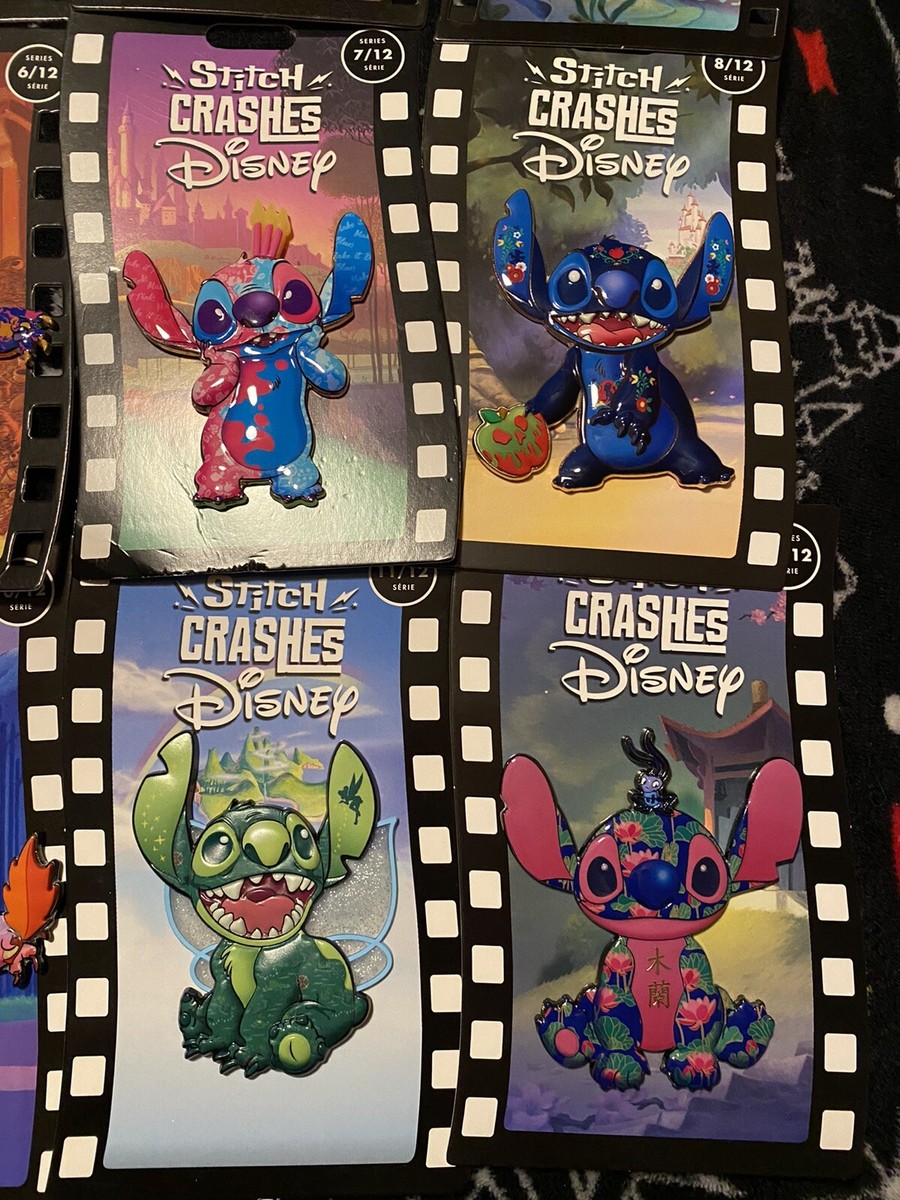 Disney Store Stitch Crashes Disney Jumbo Pins Full Set (1-12) New