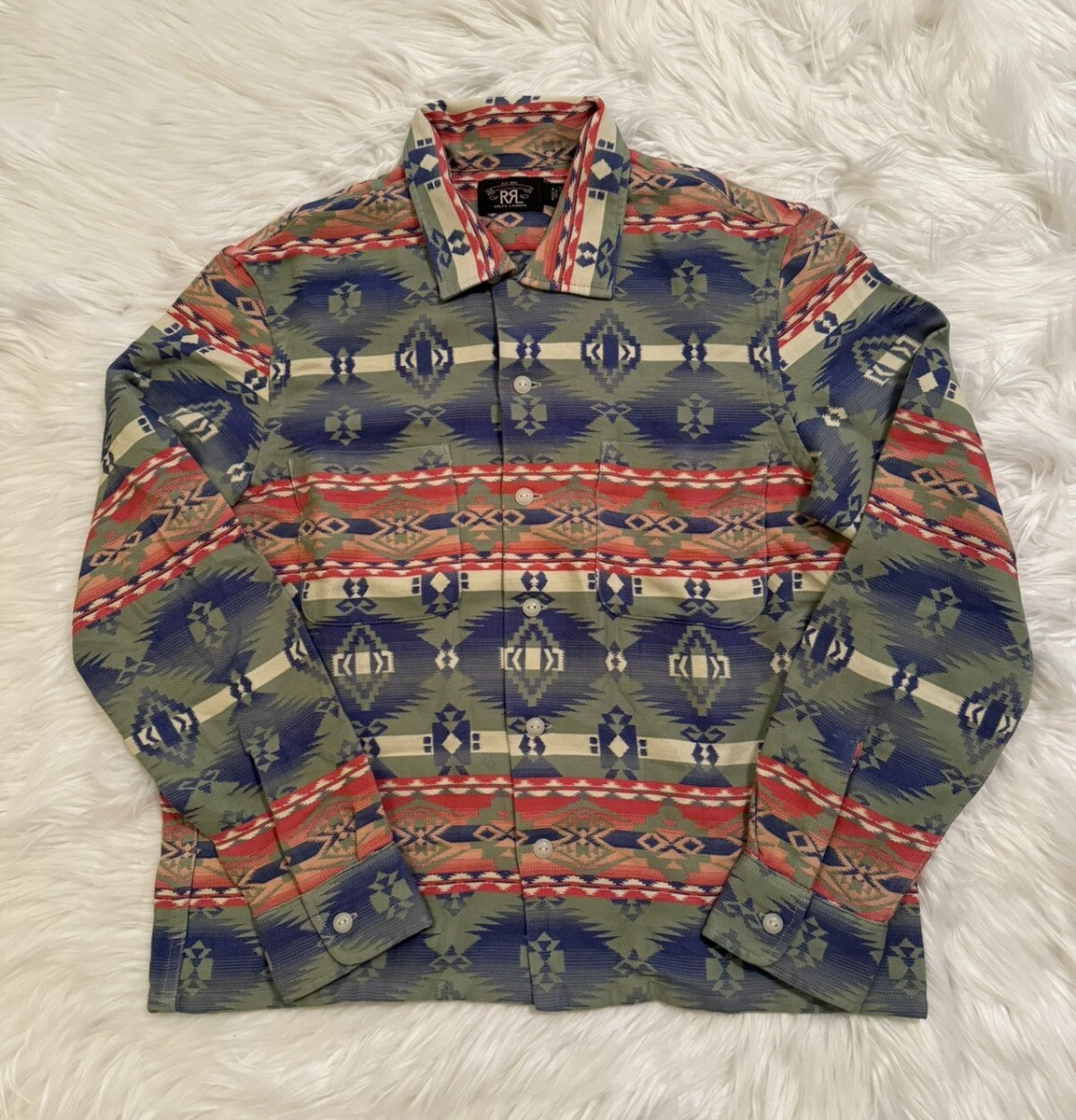 RRL Double RL Ralph Lauren New Jacquard Southwestern Camp Shirt